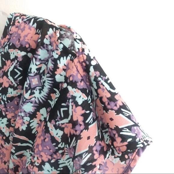 Bar III Dark Floral Puff Sleeves Blouson Dress Size XS Short Sleeve Ditsy Print - Picture 4 of 7